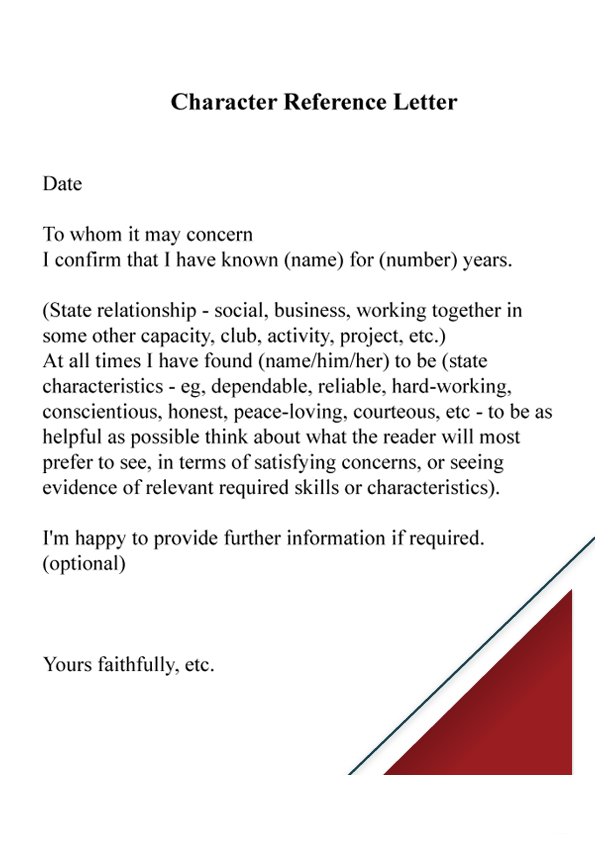 Sample Character Reference Letter with Example