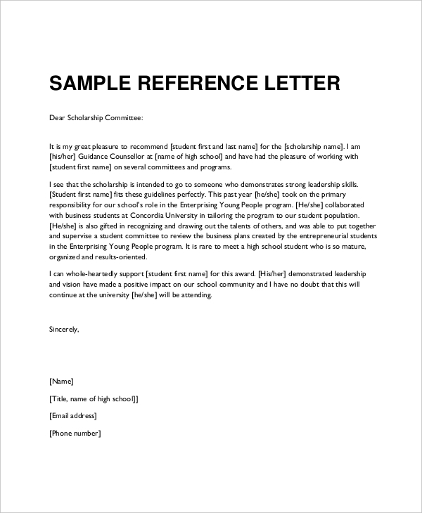 Sample of character reference letter