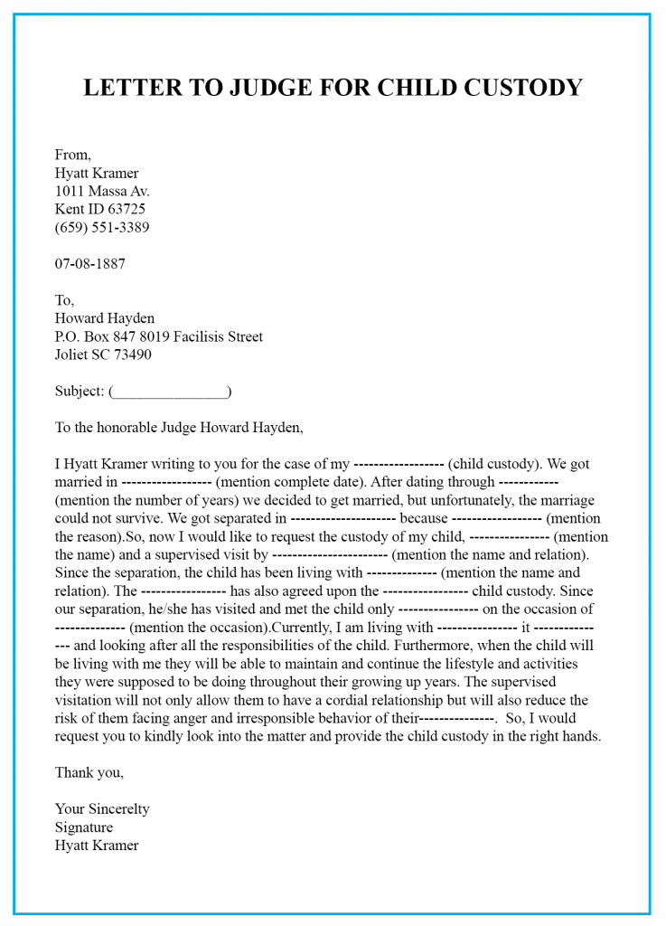 Free Sample Character Reference Letter For Child Custody