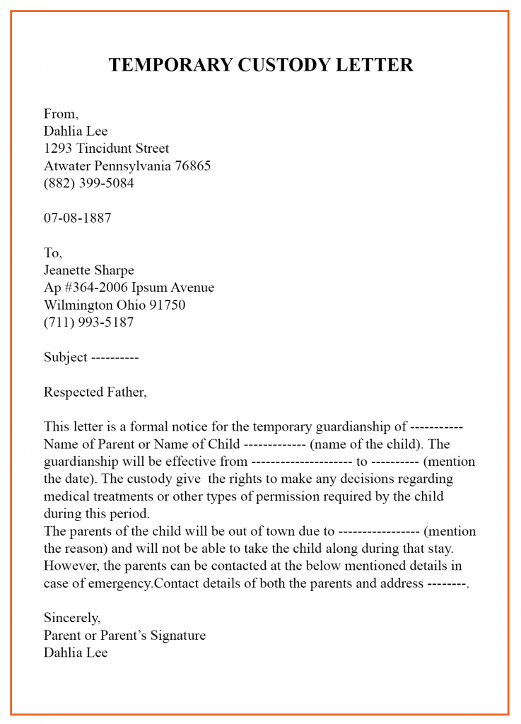 child support letter from mother
