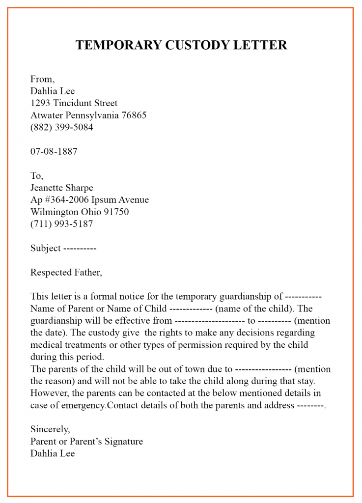 child support letter to father