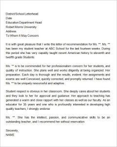 Sample Character Reference Letter Template For Student | Character ...